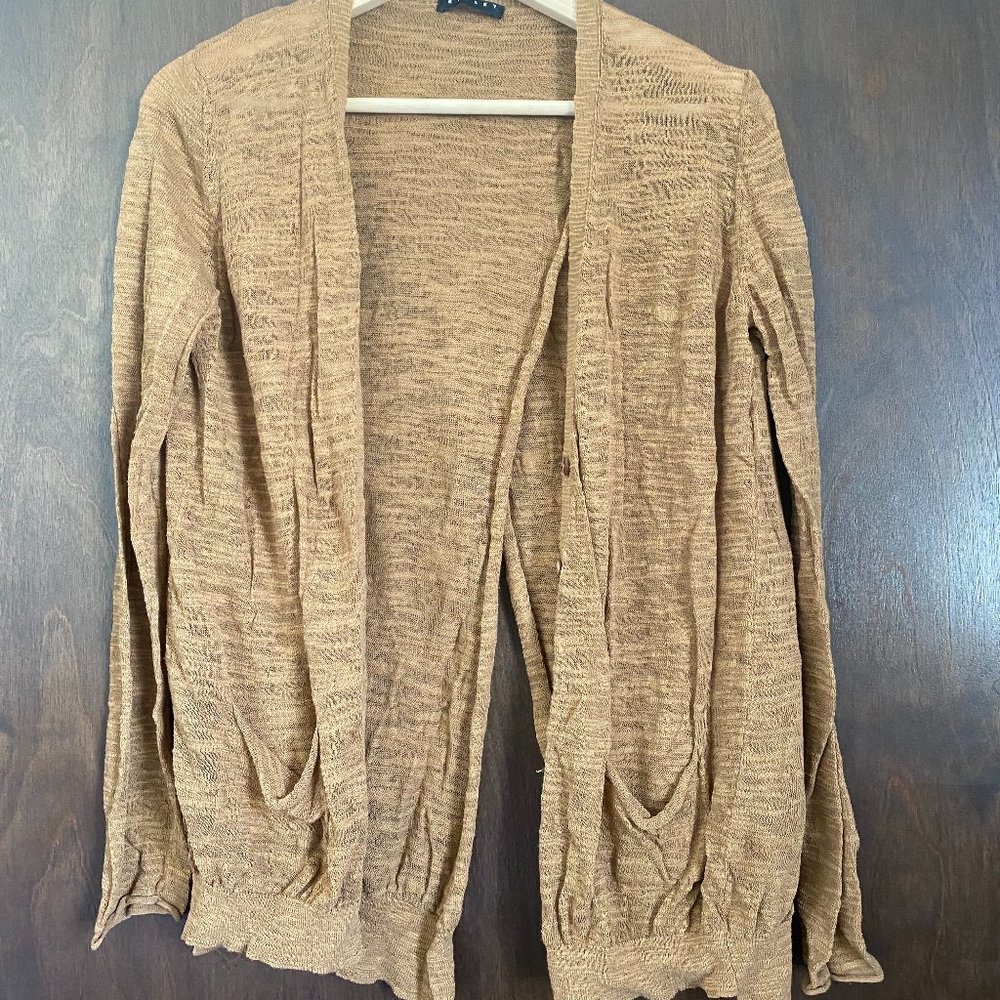 Light weight brown sweater, split back
